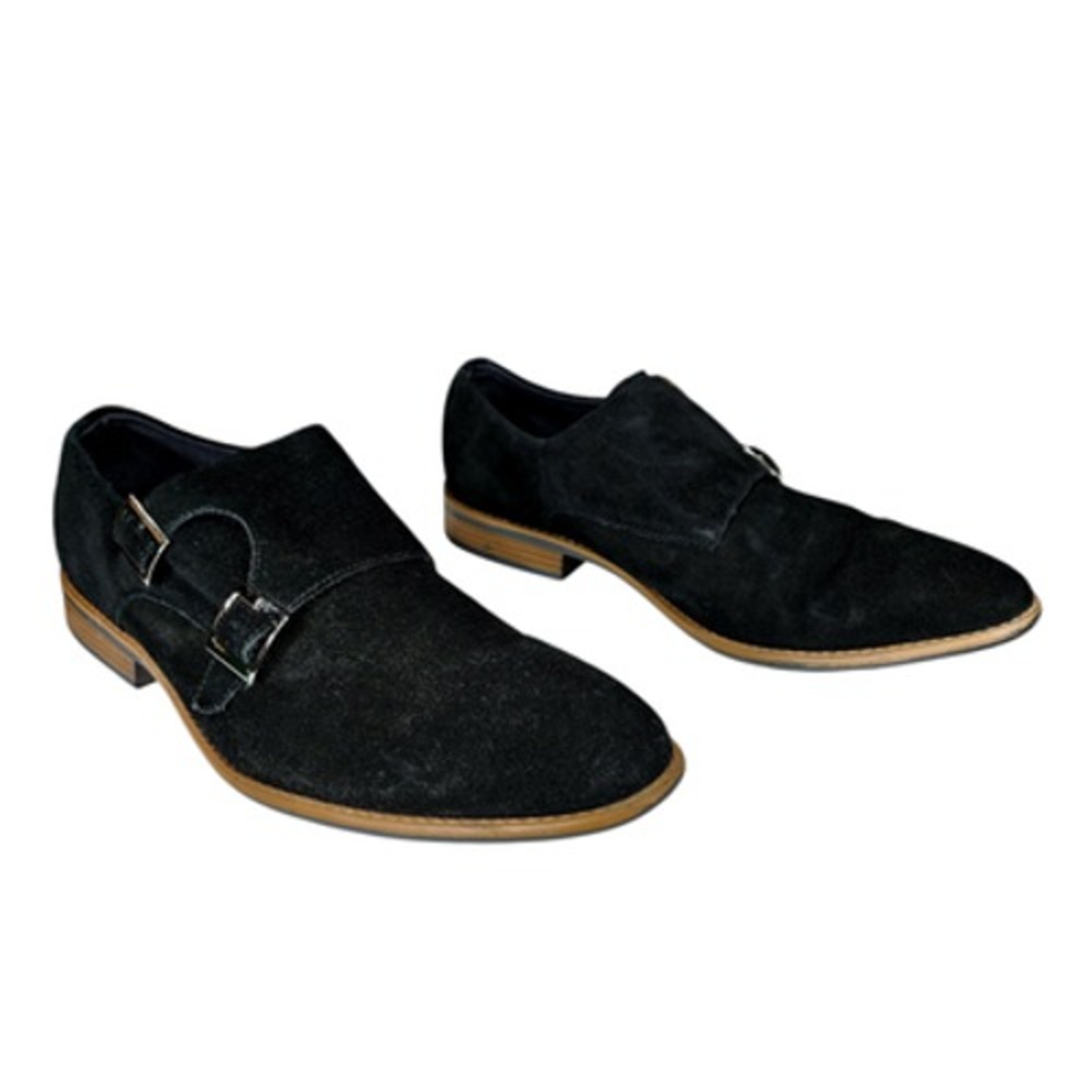 J75 Jump Shoes sz 11.5 Men Madison Suede Leather Monk Strap Buckle Oxfords Black